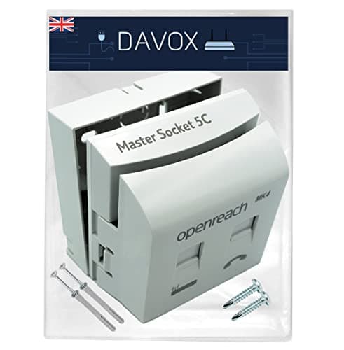 Image of DAVOX BT Openreach NTE5C MK2 Master Telephone socket + MK4 Faceplate + Back Box - Combination Socket for Fibre Broadband + Filtered Telephone Main Line BT431a for Phone RJ11/RJ45 Data