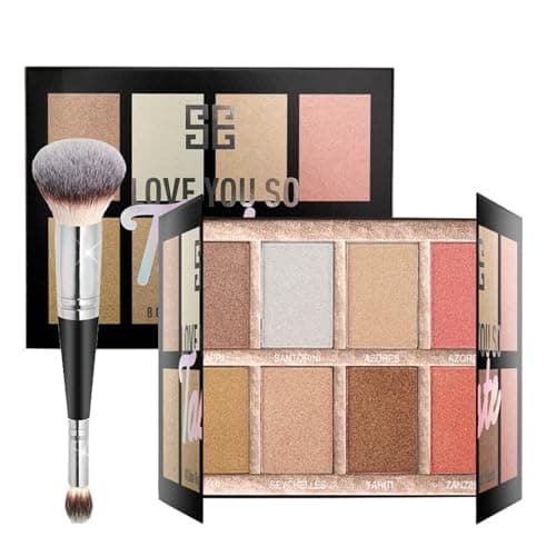 Image of Professional Makeup Contour Palette, MKNZOME 6 Colours Powder Concearler Full Coverage & Makeup Brush Set Contour Concearler Palette Contouring Blush Face Make Up Gift for Women Girls