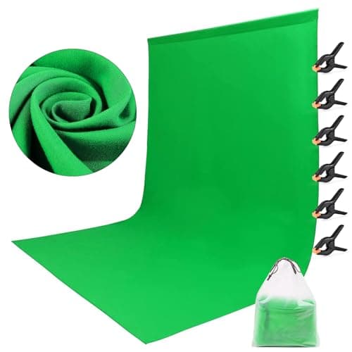 Image of Oinvs Green Screen 1.8x2.8m, Thicken Foldable Green Screen Cloth Photo Backdrop with 6 Piece Clips and Bag for Photo Studio, Video Shooting, Live Streaming, Parties