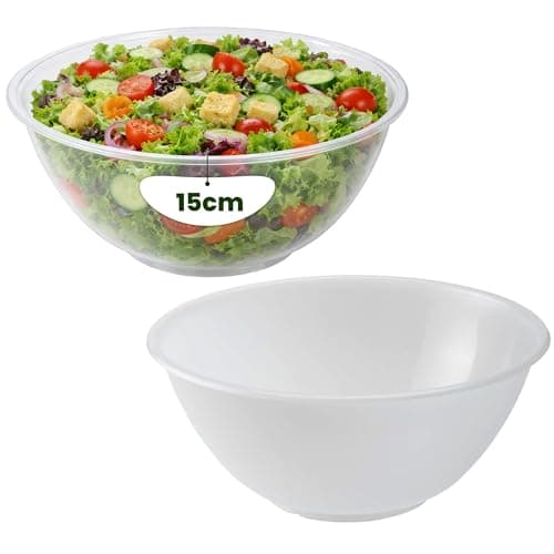 Image of ANGIX 2 x 15cm Mixing Bowl (1000ml) for Baking & Food Prep - Large Transparent Salad Bowl, Kitchen Bowls for Cooking & Serving - Lightweight Clear Plastic Bowls for Parties