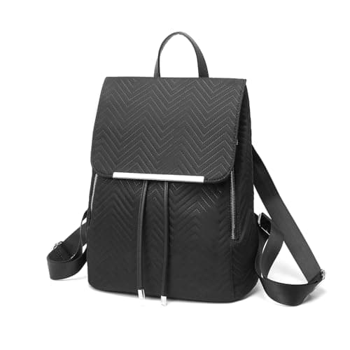 Image of Miss Lulu Backpack Womens Fashion Backpacks Black Backpack Ladies Polyester Waterproof Daypack Medium School Work Travel