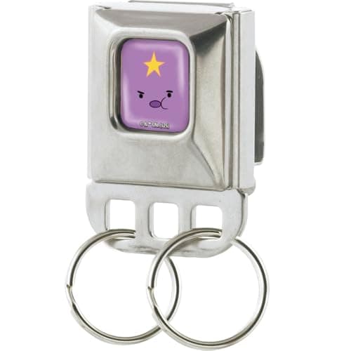 Image of Adventure Time Keychain, Seatbelt Buckle Keyholder, Lumpy Space Princess Face Close Up Full Color Lavender
