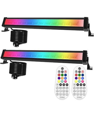 Image of CLV RGB Flood Lights Bar, 42W Wall Washer RGB LED Light Bar with RF Remote Control, Stage Light Colour Changing for DJ Stage Disco Garden Party Halloween Christmas Festival Decorative 2P