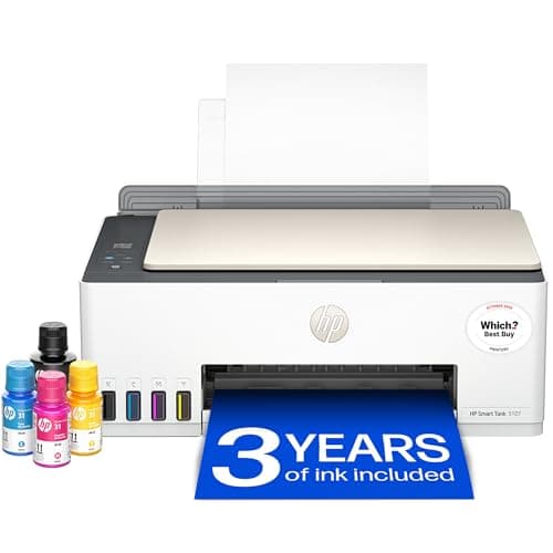 Image of HP Smart Tank 5107 All in One Printer | Perfect for Home | Colour | Wireless | Print, Scan, Copy | Refillable | Includes up to 3 Years of Ink | Smart Buttons | Easy Setup | Reliable Wi-Fi