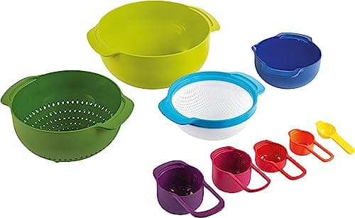 Image of Casdon Joseph Joseph Nest 9 | Colourful Toy Food Prep Set for Children Aged 3 Years & Up | Includes 9 Different Sized Utensils!, Various Bright Primary Colors