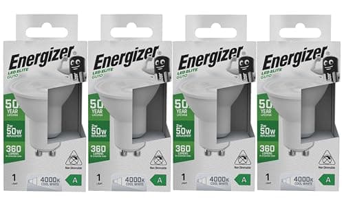 Image of Energizer Ultra Efficient - GU10 LED Bulbs - Ideal LED Light Bulbs for Fittings GU10 LED Bulb - 50 Year Life Span - Low Energy - Next Generation - 4 Packs (4000k Cool White)