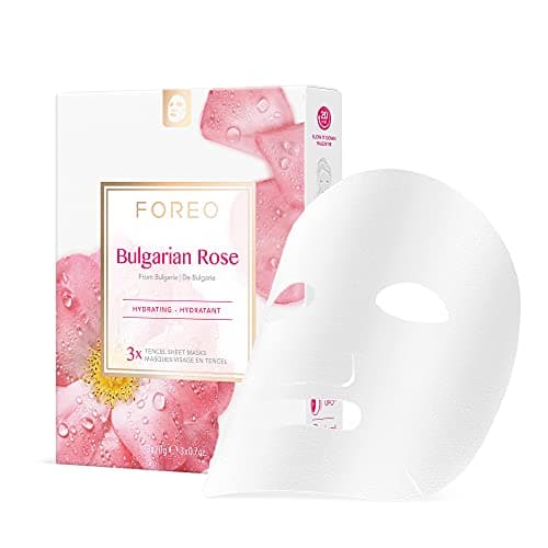 Image of FOREO Bulgarian Rose Moisture-Boosting Sheet Mask for Dehydrated, Lifeless Skin, 3 pack, Nourishing, Soothing Clean Formula, Cruelty-free, Compatible with UFO devices