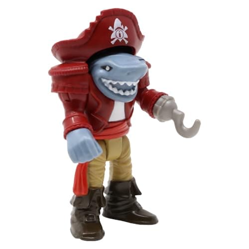 Image of Fisher-Price Replacement Part for Collectible Imaginext Shark Bite Pirate Ship Playset DHH61 - Replacement Poseable Shark Pirate Captain Figure - Hook for Hand - Removable Captain Hat