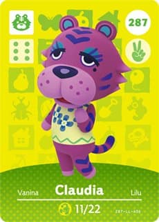 Image of Claudia - Nintendo Animal Crossing Happy Home Designer Amiibo Card - 287