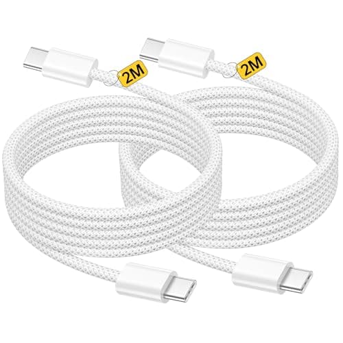 Image of USB C to USB C Cable 60W 2-Pack 2M, Type C Fast Charger Cable, USB C Fast Charge Wire Braided USBC to USBC Lead for iPhone Air/17/16 Plus/16e/15 Pro Max,iPad Pro/Air/Mini 7,Samsung S26 Ultra S25 S24