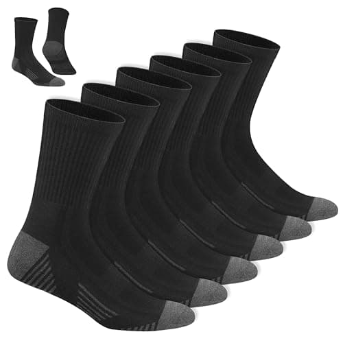 Image of NAVYSPORT Men's Cotton Crew Sports Socks, Pack of 6 Pairs, Crew Length (9-11, Black)