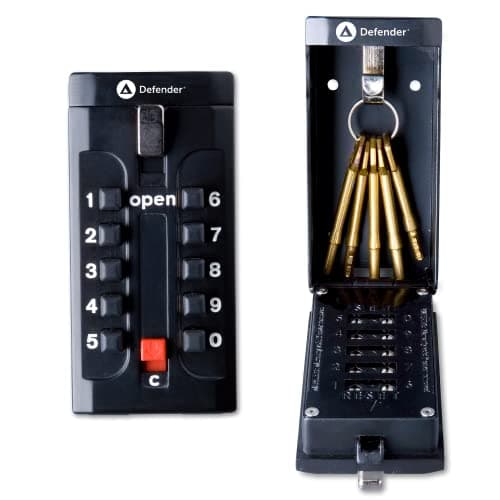 Image of Defender Push Button Key Safe - Outdoor Wall Mounted Waterproof Lock Box - Secure Combination Key Storage Cabinet with Free Fixing Kit for Home, Office & Airbnb