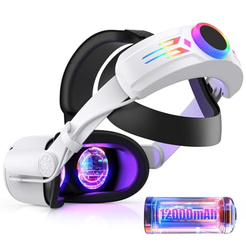 Image of RGB Head Strap with 12000mAh Battery for Oculus Quest 2, Battery Pack for 8 Hrs of Playtime, Fast Charging VR Power, Adjustable Elite Strap for Enhanced Support and Balance