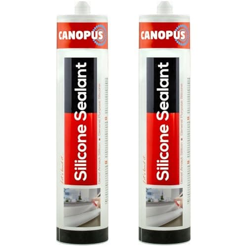 Image of CANOPUS Waterproof Kitchen & Bathroom Acetoxy Silicone Sealant Clear Anti Mould, 2 Pack, 280gr, Suitable for Indoor and Outdoor Waterproofing and Bonding applications, Shower Sealant