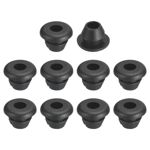 Image of sourcing map 30 Pcs Rubber Grommets, 4mm ID 6mm Drill Hole Double Sided Hollow Firewall Hole Plugs Round Electrical Wiring Gasket, Black