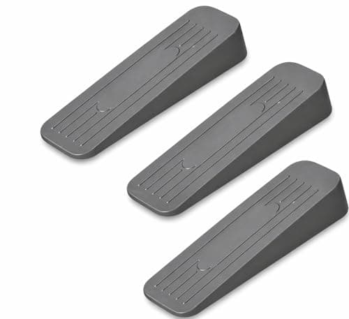 Image of Heavy Duty Rubber Door Stops (Pack of 3, Grey) – Anti-Skid Door Wedges for Floor, Durable Non-Slip Door Stoppers for Indoor Use, Suitable for All Floor Types