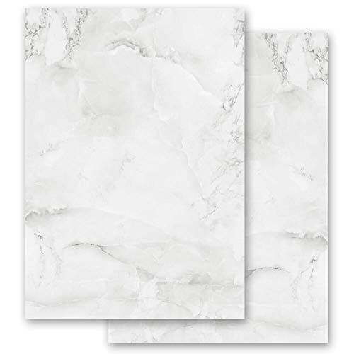 Image of Motif Letter Paper! Marble & Structure Marble Light Grey 20 Sheets DIN A4 - Paper-Media