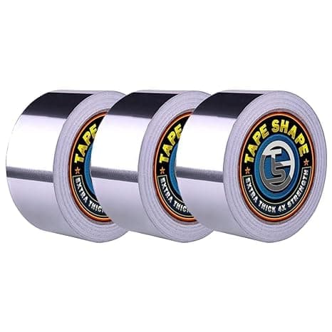 Image of 4All 3 Rolls Aluminium Foil Tape 50mm x 50m Heavy Duty Strong Adhesive Heat Resistant Insulation Tape for Sealing Ducts Car Panel and Pipework (50mmx50m, 3 roll)