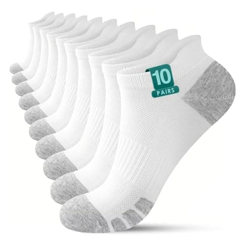 Image of YouShow White Ankle Socks Women Ladies Womens Trainer Socks Women 6-8 Uk Multipack Ladies Trainer Ankle Socks Mens 6-11 for Running Sports Breathable Cotton 10 Pairs