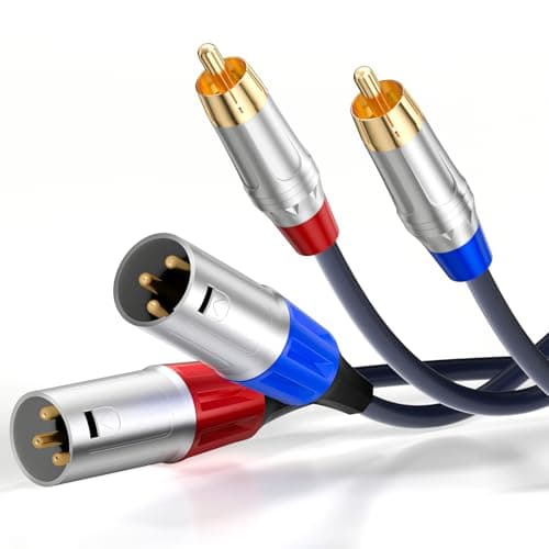 Image of Tisino Dual Phono to XLR Cable, Twin RCA to XLR Male HiFi Stereo Audio Connection Microphone Lead Wire Cord Path Cable - 2m