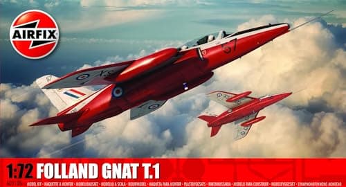 Image of Airfix - Model Set - A02105 Folland Gnat T.1 Model Building Kit - Plastic Model Plane Kits for Adults & Children 8+, Set Includes Sprues & Decals - 1:72 Scale Model