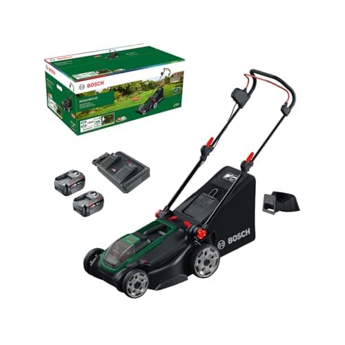 Image of Bosch Cordless Lawn Mower ROTAK18V2-43 (Cutting Width: 43 cm, Height of Cut: 30-75 mm, 40 l Fabric Grass Bag, Mulch Plug, incl 2 x 18V Battery and Charger)