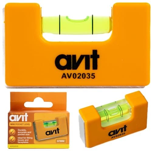 Image of Avit Mini Pocket Spirit Level 67mm, Dual Magnetic Base and Side, 0.75mm/m Accuracy, Compact Portable Tool for Electricians Plumbers DIY Construction, Bright Orange for Easy Jobsite Visibility, AV02035