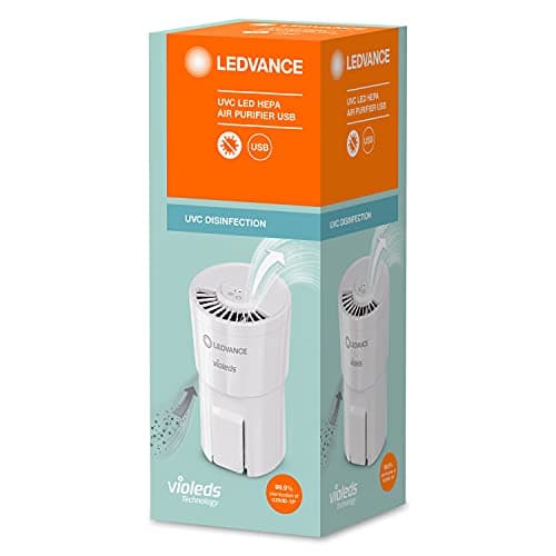 Image of Ledvance UVC HEPA Air Purifier, Air Cleaning with Full UV-C Power for Desinfecting The Air from Viruses and Bacteria and for a Nice Air Clima, Handy and Everywhere Usable with USB Cable, White