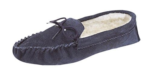Image of Mokkers Mens Thermal Lined Suede Leather Moccasins with Soft Suede Sole Navy Size 8