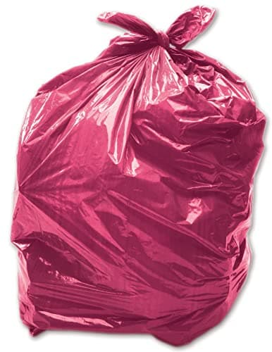 Image of 50 x Red 90L Medium-Duty (28 Micron / 112 Gauge) Alina Coloured Refuse Sack/Polythene Dustbin Liner/Plastic Bin Bag / 90 Litre Red Garbage Bag