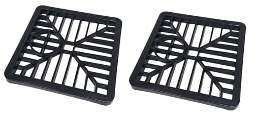 Image of fiXte® Square Gulley Grid Drain Cover Grate Lid Heavy Duty PVC 150mm x 150mm (6” x 6”) Black (2)