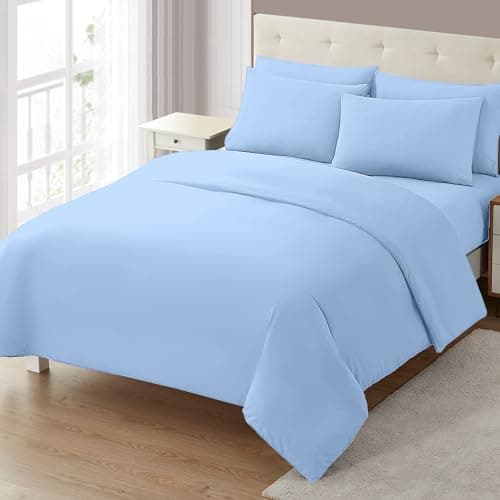 Image of Sapphire Collection 100% Egyptian Cotton 300 Thread Count Duvet Cover With Pillow Case Bedding Set (Double, Blue)