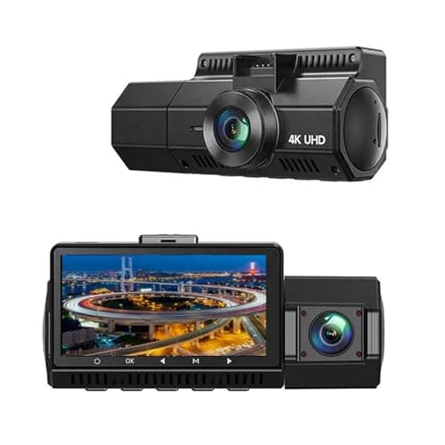 Image of 3 Channel 4K Dash Cam, 4K+1080P Front And Rear, 1440P+1440P Front And Inside, Three Way Triple Car Camera, IR Night Vision, 24 Hours Parking Mode,WIFI,GPS