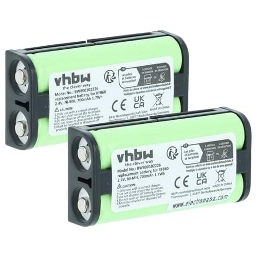 Image of vhbw 2x Replacement Battery compatible with Sony MDR-RF850RK, MDR-RF855, MDR-RF855RK, MDR-RF855R Wireless Headset Headphones (700mAh, 2.4V, NiMH)