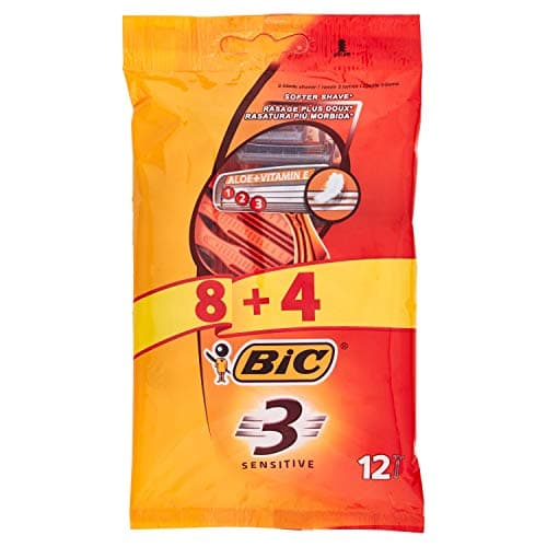 Image of BiC 3 Sensitive Mens Triple Blade Disposable Shaver Pack of 8+4 Free