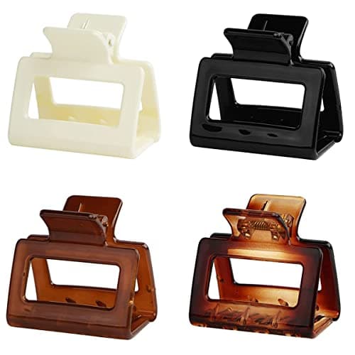 Image of Leikedun 4 PCS Hair Claw Clips Square Medium Colourful Non slip Clip French for Fine Long Colors Accessories Girls and Women, Caramel+coffee+milk white+black