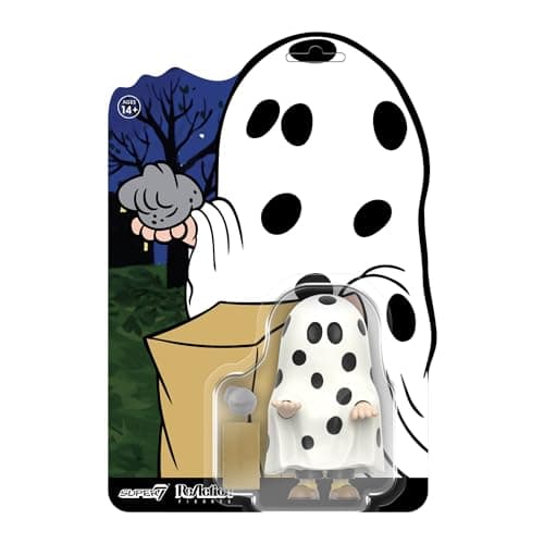 Image of Super7 Reaction Figure Peanuts Charlie Brown (Ghost Sheet) - 3.75" Peanuts Action Figure with Accessories - Classic Cartoon Collectibles and Retro Toys