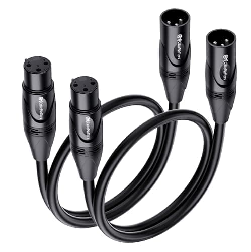 Image of Cable Matters 2-Pack Premium Short XLR to XLR Cables - 1ft, Male to Female Microphone Cable, Oxygen-Free Copper (OFC) Mic Cord, Black