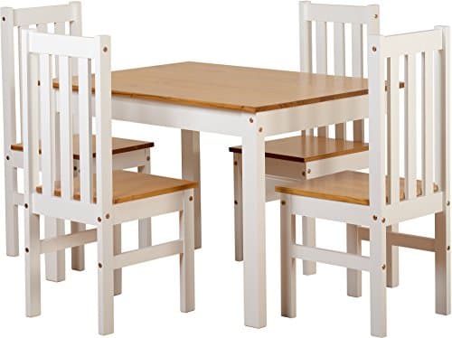 Image of Seconique Ludlow 1+4 Dining Set in White/Oak Effect