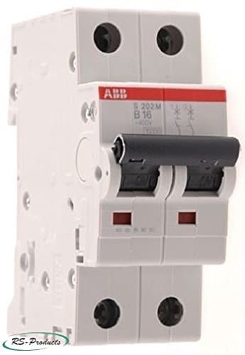 Image of ABB S202M-C32 Miniature Circuit Breaker, 2 Pole, Type C, 10/15kA Breaking Capacity, 32 Amp Current (2CDS272001R0324)