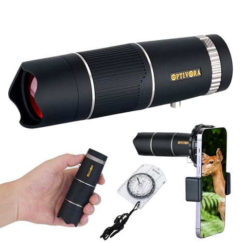 Image of OPTIVORA 15X32 Monoculars for Adults High Power,Monocular Telescope with BAK4 Prisms and FMC Multi-Layer Coating,Mini Telescope for Birdwatching,Traveling,Hiking and Camping with Compass,Carrying Case