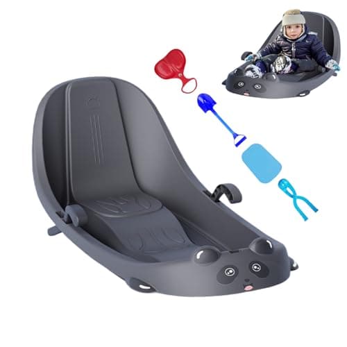 Image of Sleds for Kids | Built-in Backrest Sport Supplies | Built-in Brake Kids Snow Sled - for Cold Weather Girls Children Preschoolers Snowy Hills Park Backyard Playground