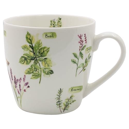 Image of The Leonardo Collection Herb Garden Breakfast Mug Jennifer Rose Gallery, Tea and Coffee Mugs for Hot Drinks | Fine China Printed Mugs for Kitchen & Home | Reusable Ceramic Cups for Every Occasion