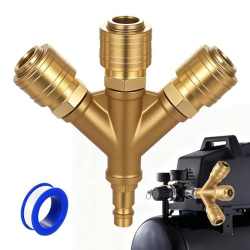 Image of Airline Hose Connectors, Brass Air Line Fittings 1/4 BSP Airline Fittings, 3 Way Y-Splitter Connector, Air Compressor Fittingss, 1/4 BSP Quick Release Coupler for aAir Lines & Tools