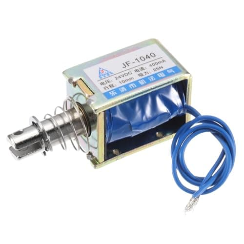 Image of sourcing map DC 24V 0.4A Solenoid Electromagnet Pull Type 25N 10mm Stroke Solenoid Actuator Open Frame Linear Motion JF-1040 Magnet Solenoid