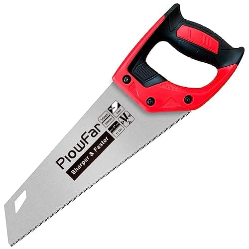 Image of PLOWFAR 350mm Universal Hand Saw 11 TPI Fine Cut Wood Saw 14 inch for Woodworking, Red