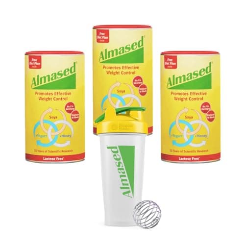 Image of Almased - SOYA, Yogurt & Honey Meal Replacement for Weight Control, Lactose-Free, 500g Triple Pack and Shaker Bundle