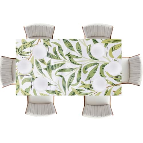 Image of Jolee Tablecloths Wipe Clean PVC Tablecloth 140cmx200cm-Outdoor/Indoor Table Cloth Protector, Waterproof Summer Design, Easy Care Table Cover (William Morris Willow Bough Sage Green)