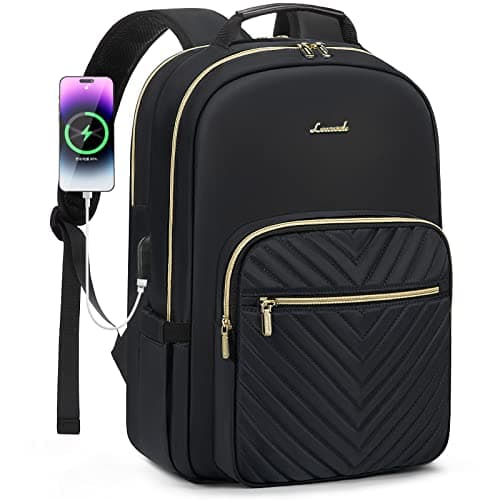 Image of LOVEVOOK Laptop Backpack,Womens Small Backpacks for Work Business Travel School College with USB Charge Port, Lightweight Fashion Back Pack Purse, Stylish Rucksack-Black,14Inch