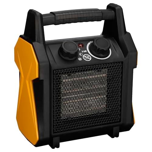 Image of TCP Electric Space Portable Heater Ceramic 2000W Black Orange 2KW 240V PTC Heating 2 Heat Modes Overheat & Tip-Over Protection. Fast Heating for Home Office Workshop Warehouse Greenhouse Building Site
